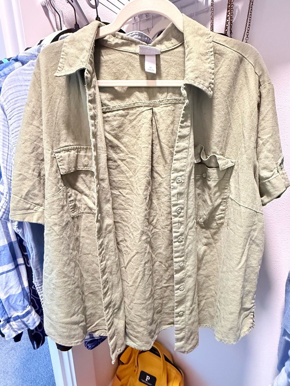 Ava & Viv Short-Sleeve Button-Front Shirt - Sage